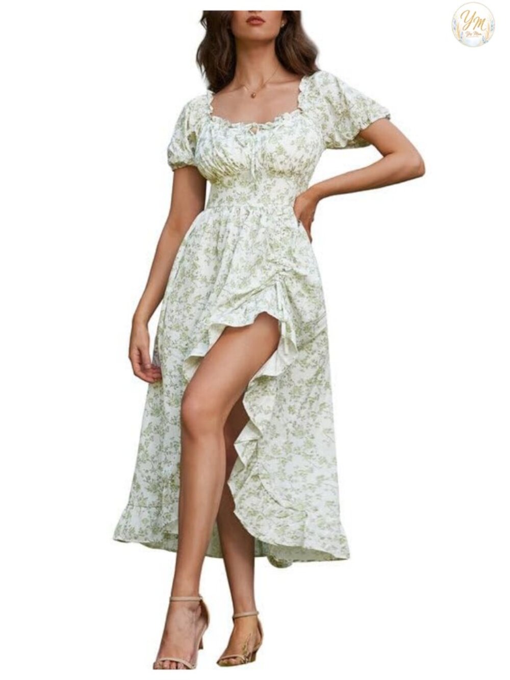 Women's Renaissance Corset Dress with Puff Sleeves High-Low